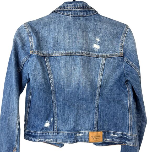 ❌ Sold Abercrombie & Fitch Denim Jacket distressed Medium wash Size XS - Picture 2 of 13
